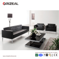 Orizeal preto adornado couro genuíno conjunto de sofá de escritório (oz-osf001)